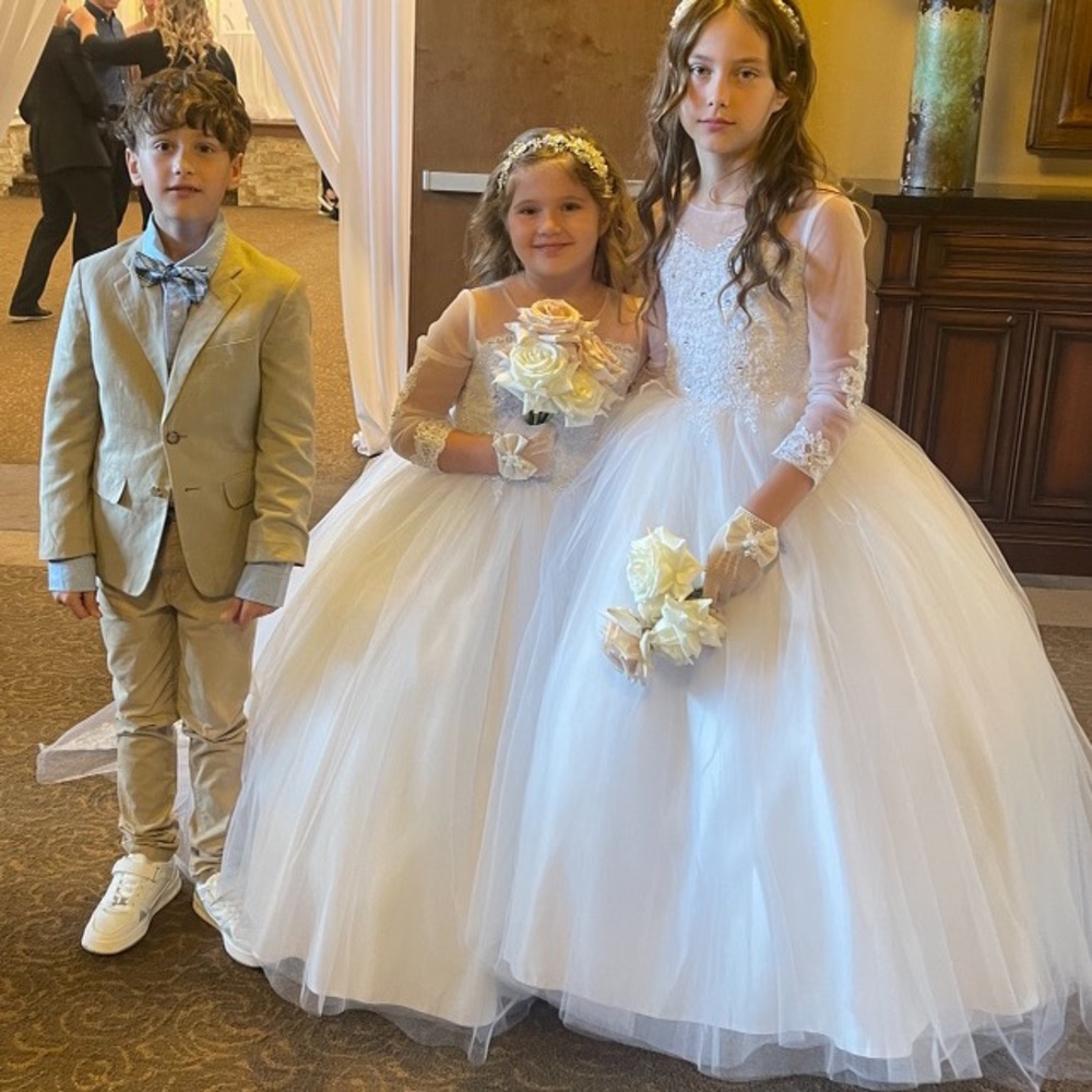 Flower Girl Fancy Special Occasion Dress Long Sleeve w Detachable Tail Size 12 …